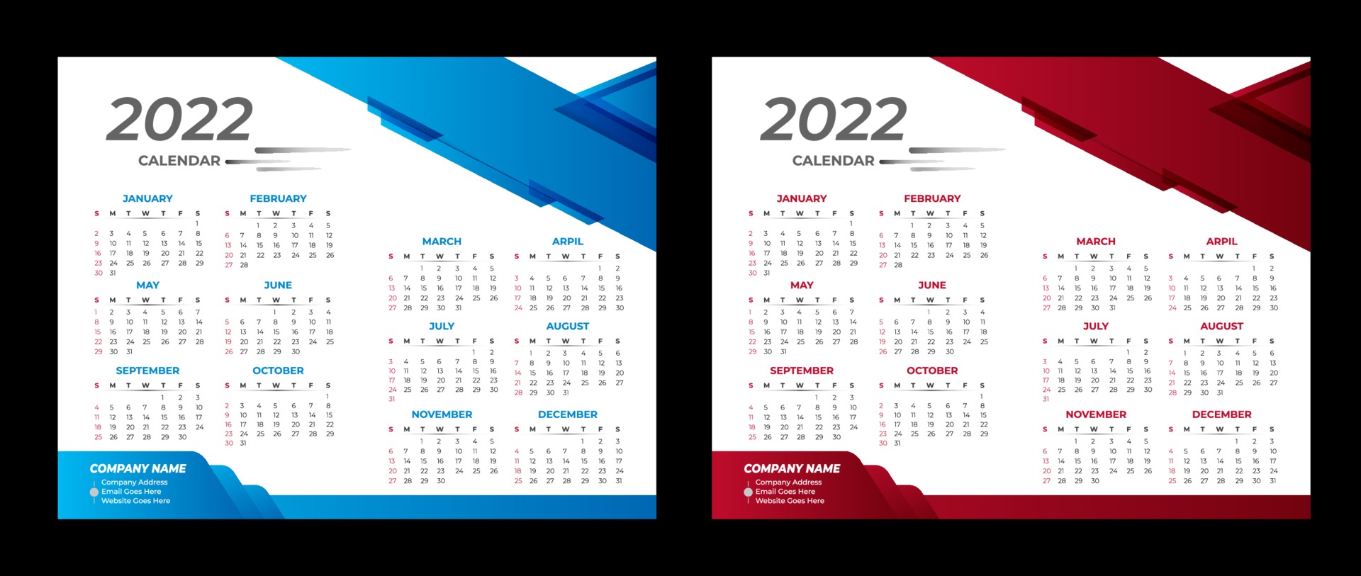 Desk Calendar Design 2022 Template Wall Calendar 2022 Vector 3261112