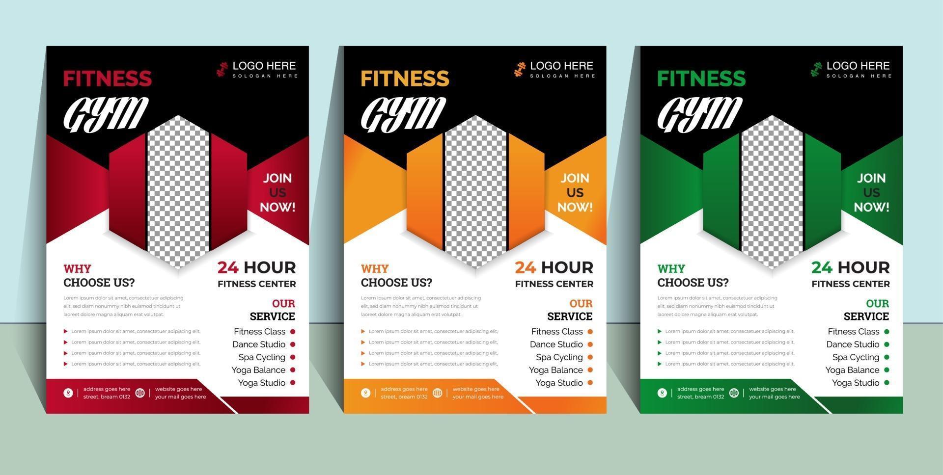 Modern fitness gym flyer vector
