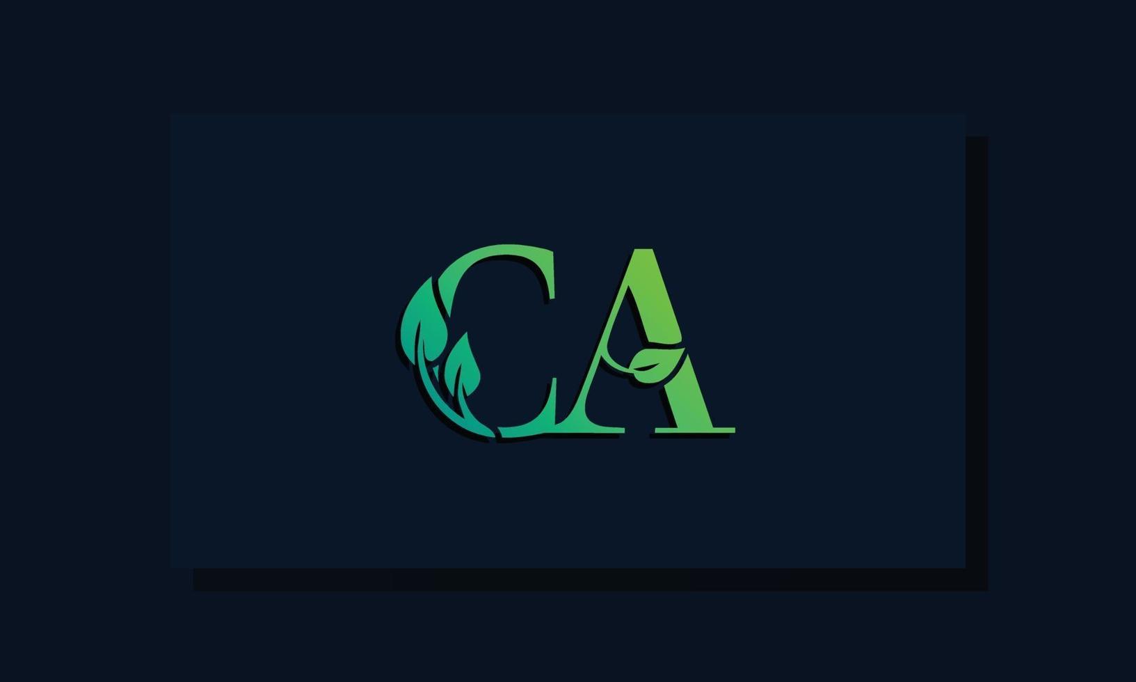 logotipo de ca inicial de estilo de hoja mínima. vector