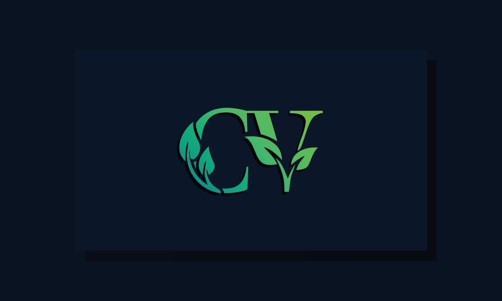 logotipo de cv inicial de estilo de hoja mínima. vector