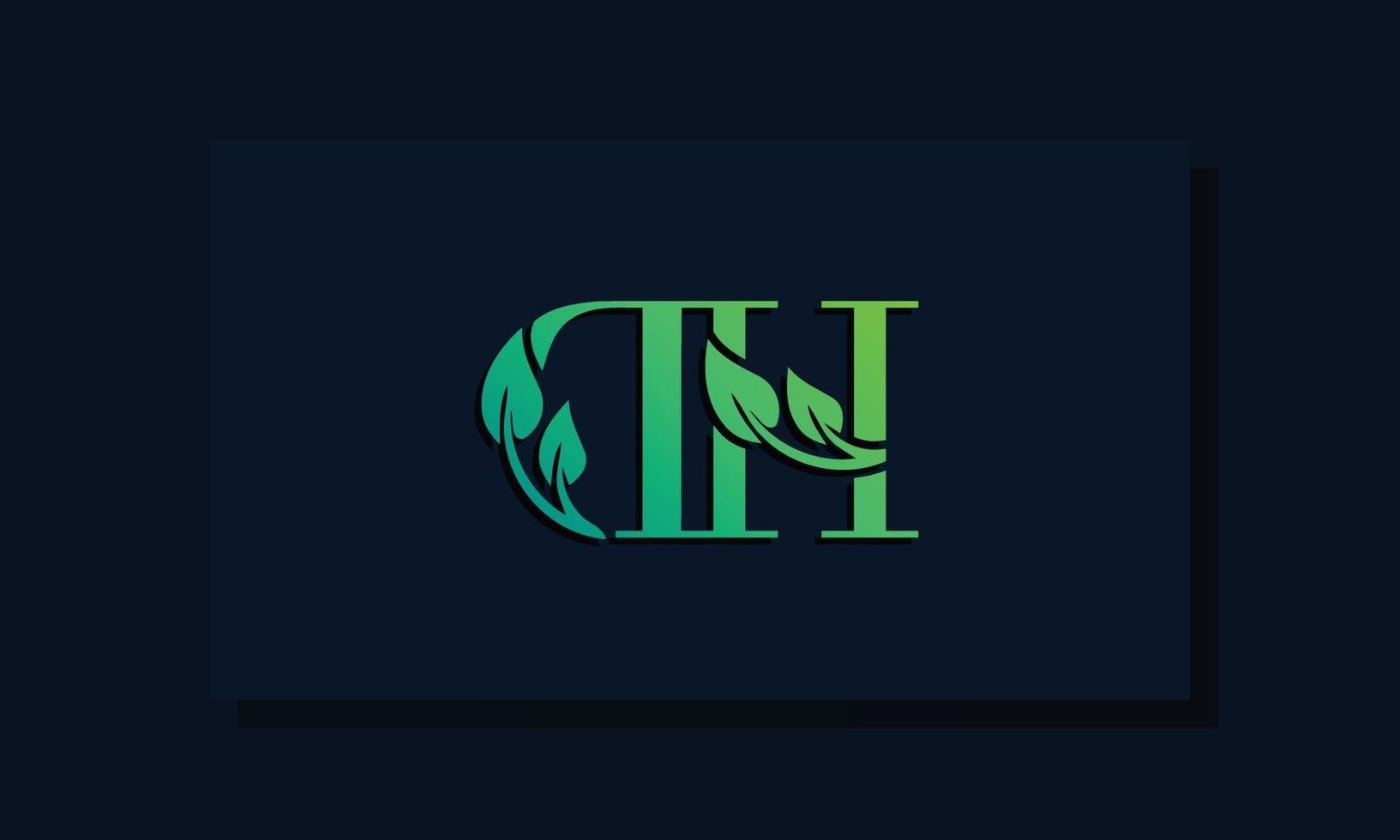 logotipo de dh inicial de estilo de hoja mínima vector