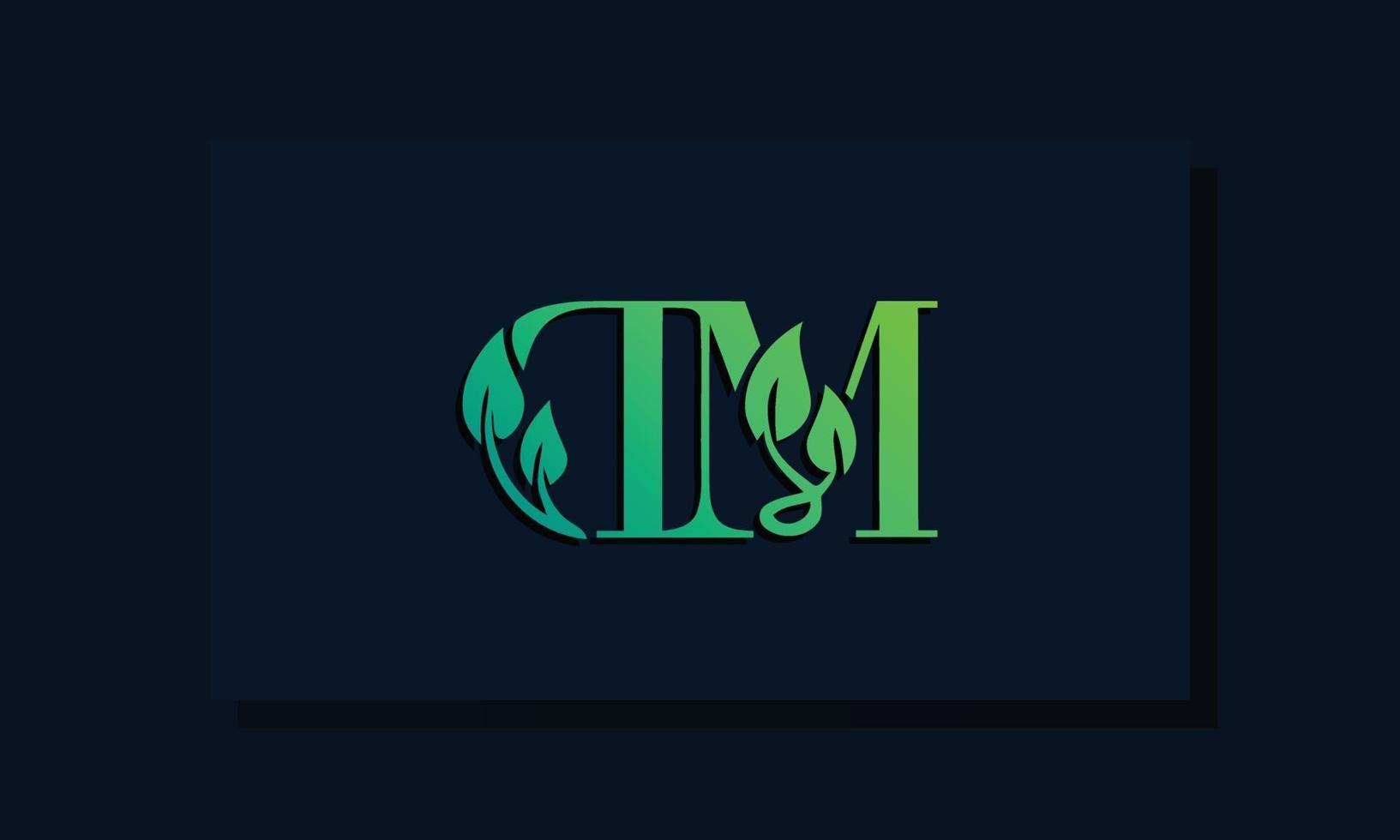 logotipo de dm inicial de estilo de hoja mínima vector