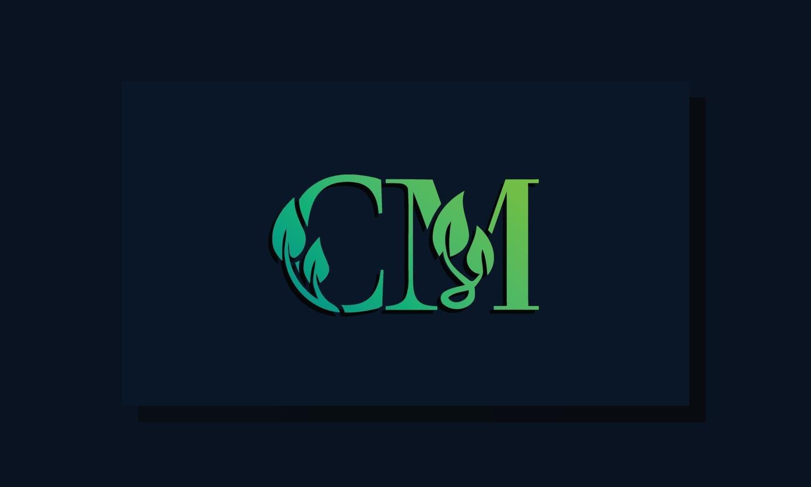 Minimal leaf style Initial CM logo. vector