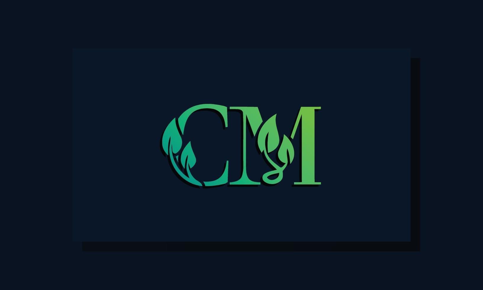 logotipo de cm inicial de estilo de hoja mínima. vector