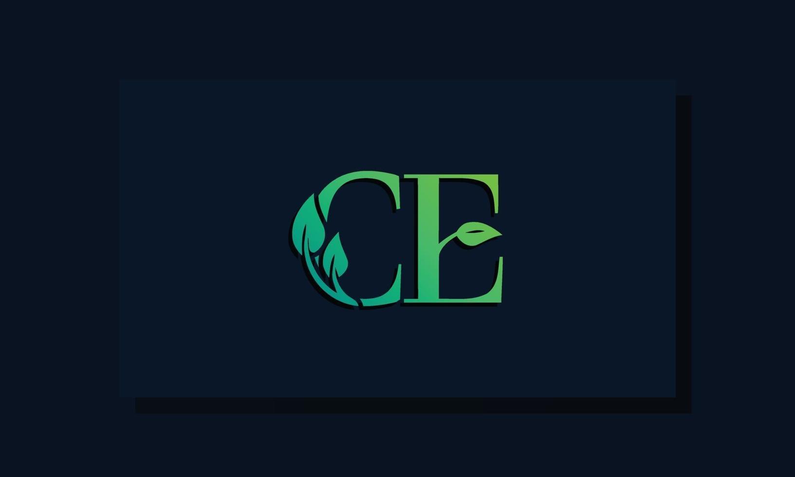 Minimal leaf style Initial CE logo. vector