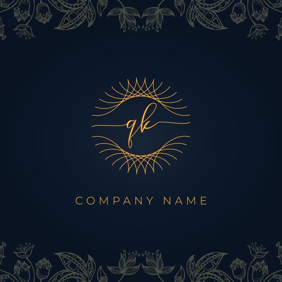 Elegant luxury letter QK logo. vector