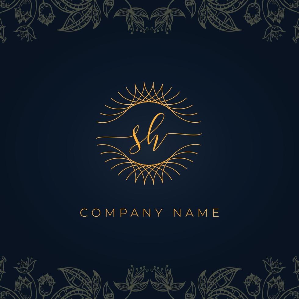 Elegant luxury letter SH logo. vector