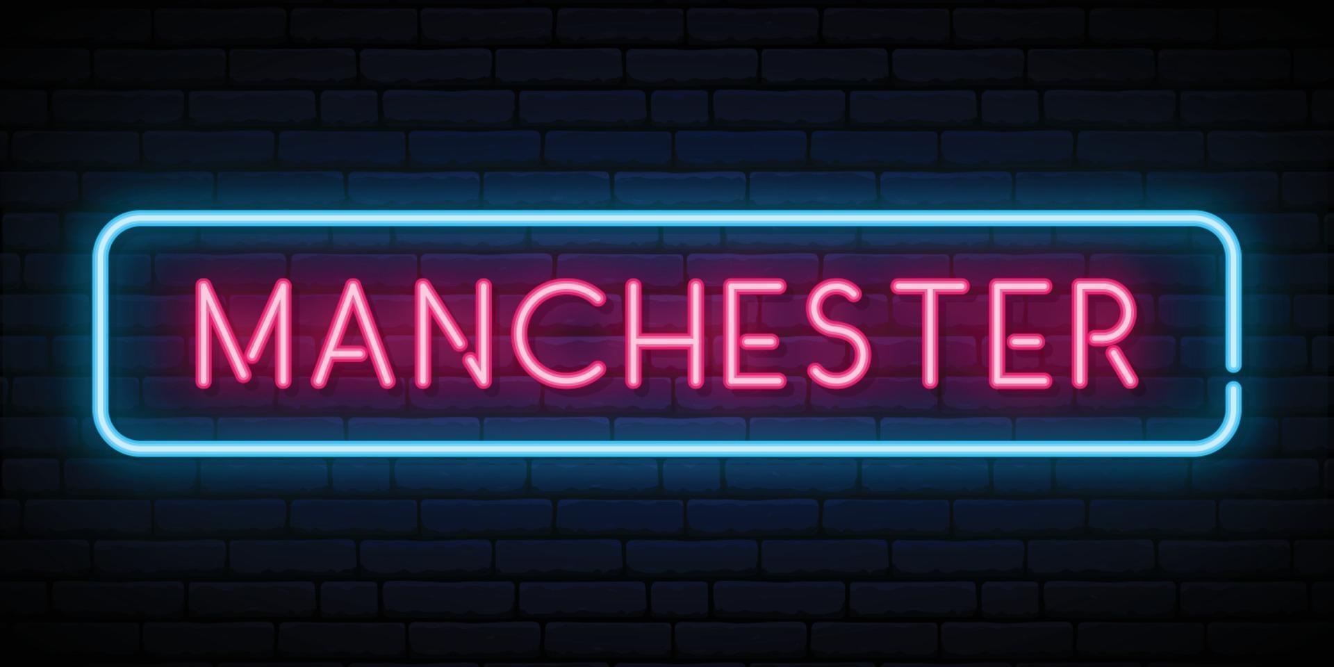 Manchester neon sign. vector