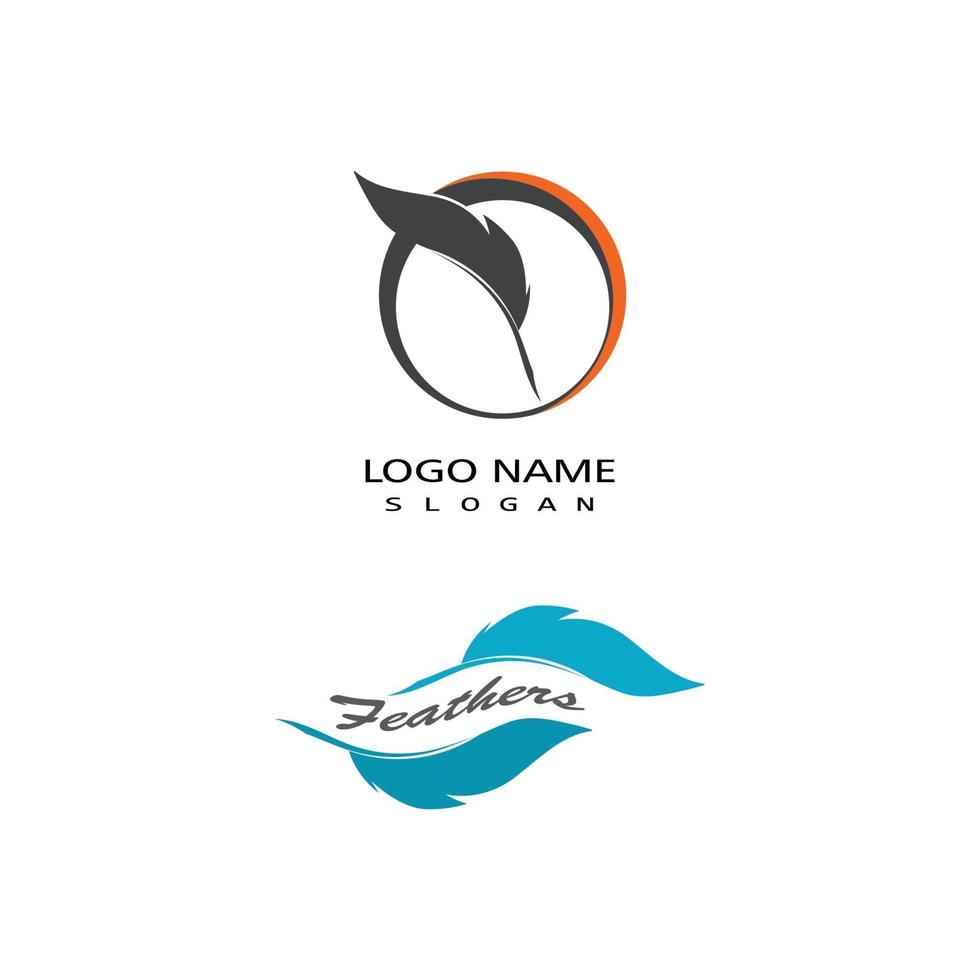 Plumas logo plantilla vector símbolo naturaleza