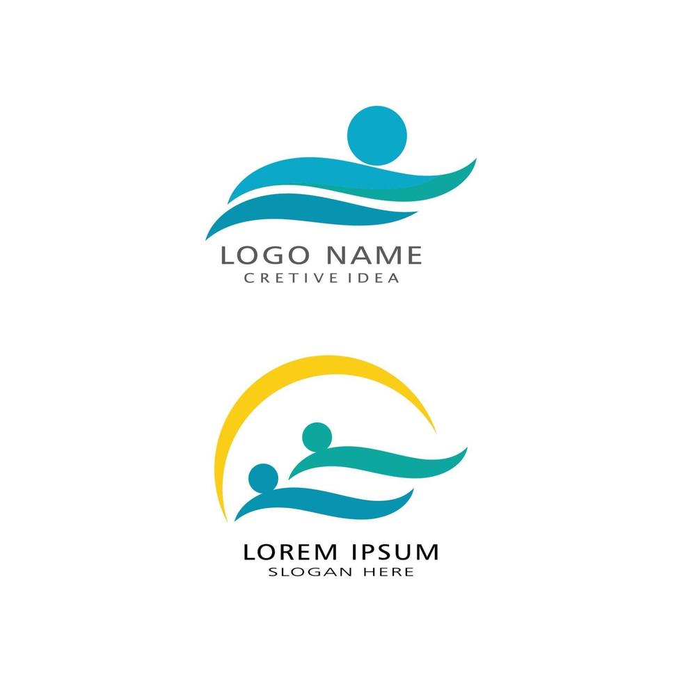 Simple Swimming Pool Silhouette Sea Ocean Water Wave Logo vector