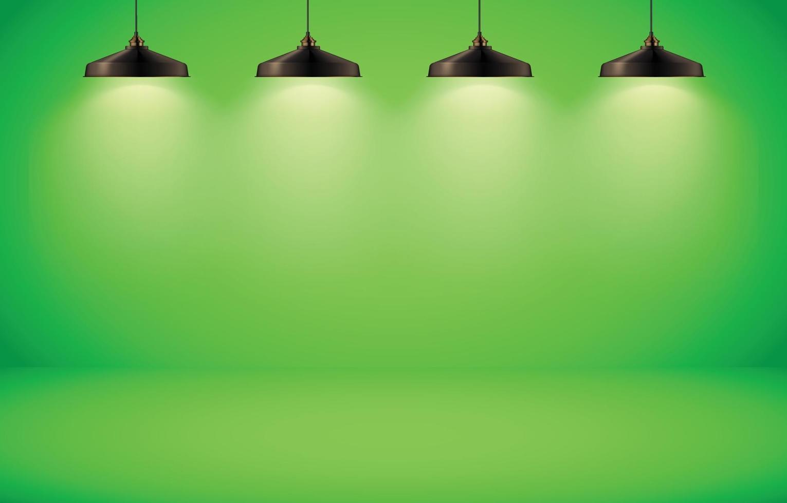 Green studio empty room background vector