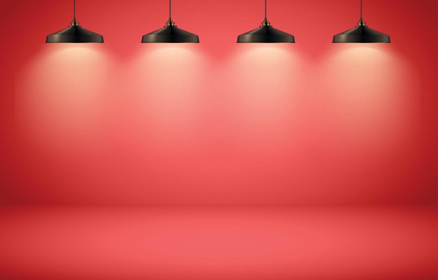 Red studio empty room background vector