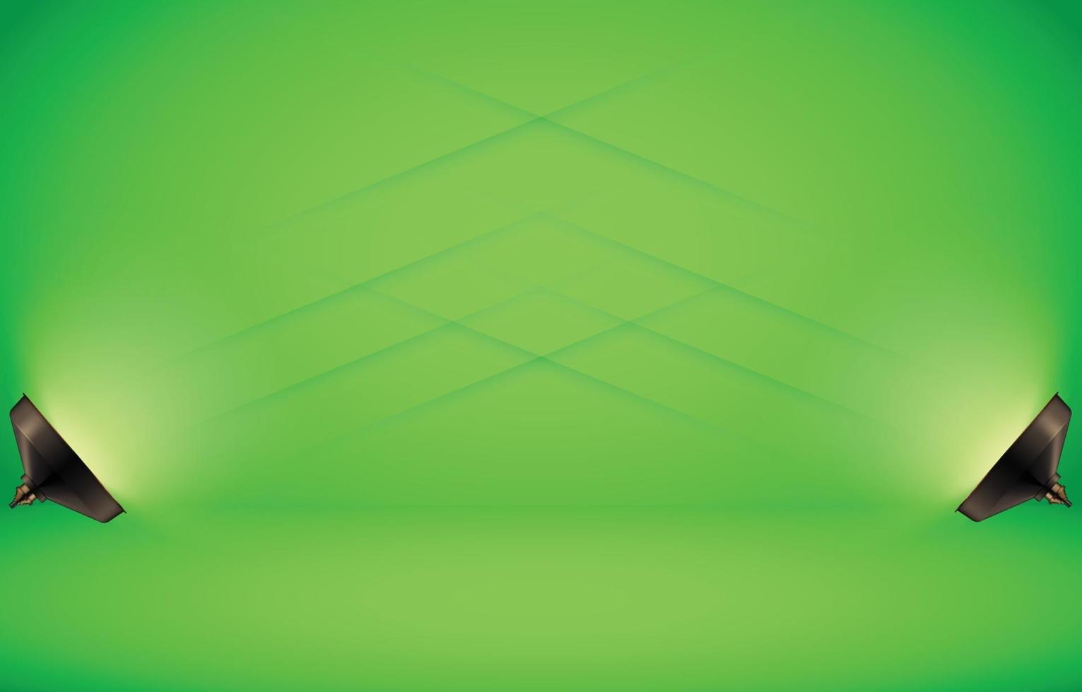 Green studio empty room background vector