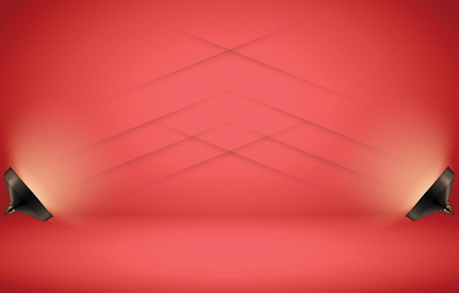 Red studio empty room background vector