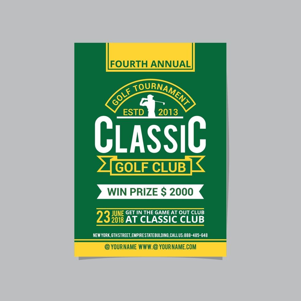 Golf Flyer Vector layout design template for extreem sport event