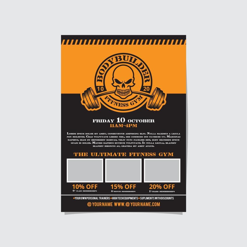 Fitness Flyer Vector layout design template for extreem sport event