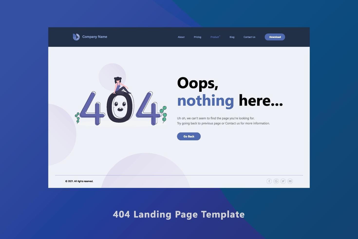 404 Landing Page template. Website template for websites, or apps. vector