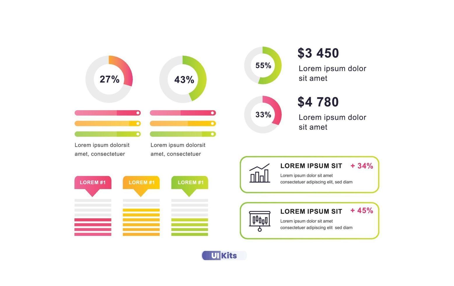 Elements of ui design. Modern presentation with infographic, vector