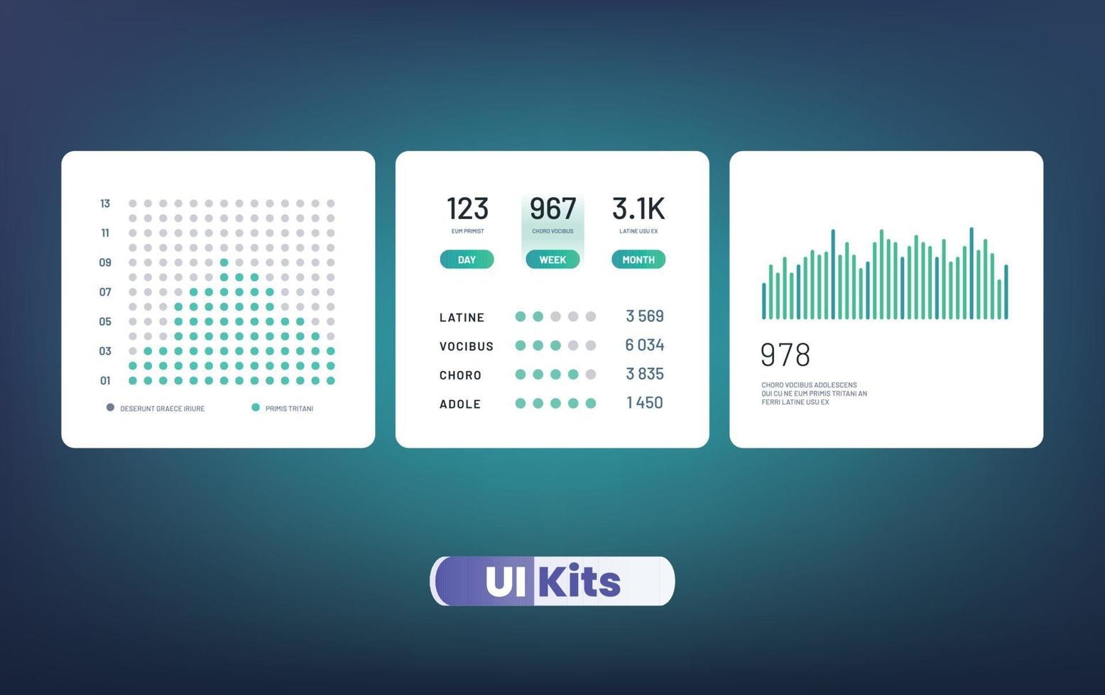 elementos de diseño de interfaz de usuario. presentación moderna con infografía, vector