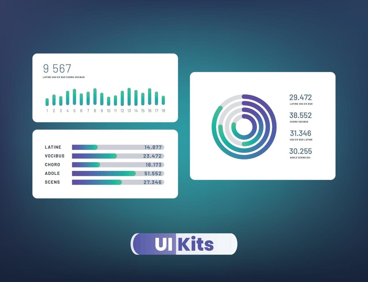 Elements of ui design. Modern presentation with infographic, vector