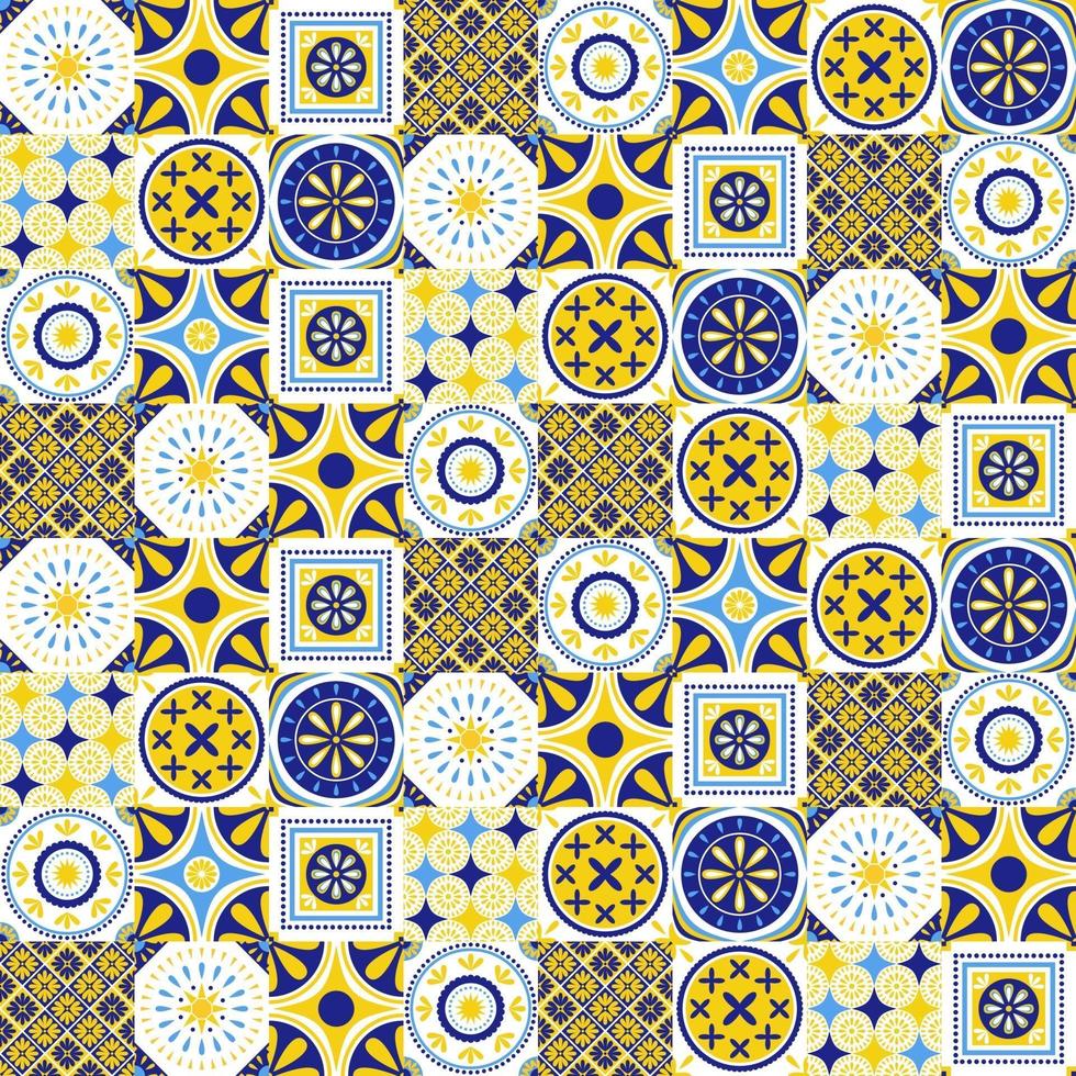 Azulejo seamless pattern with bright colors vector