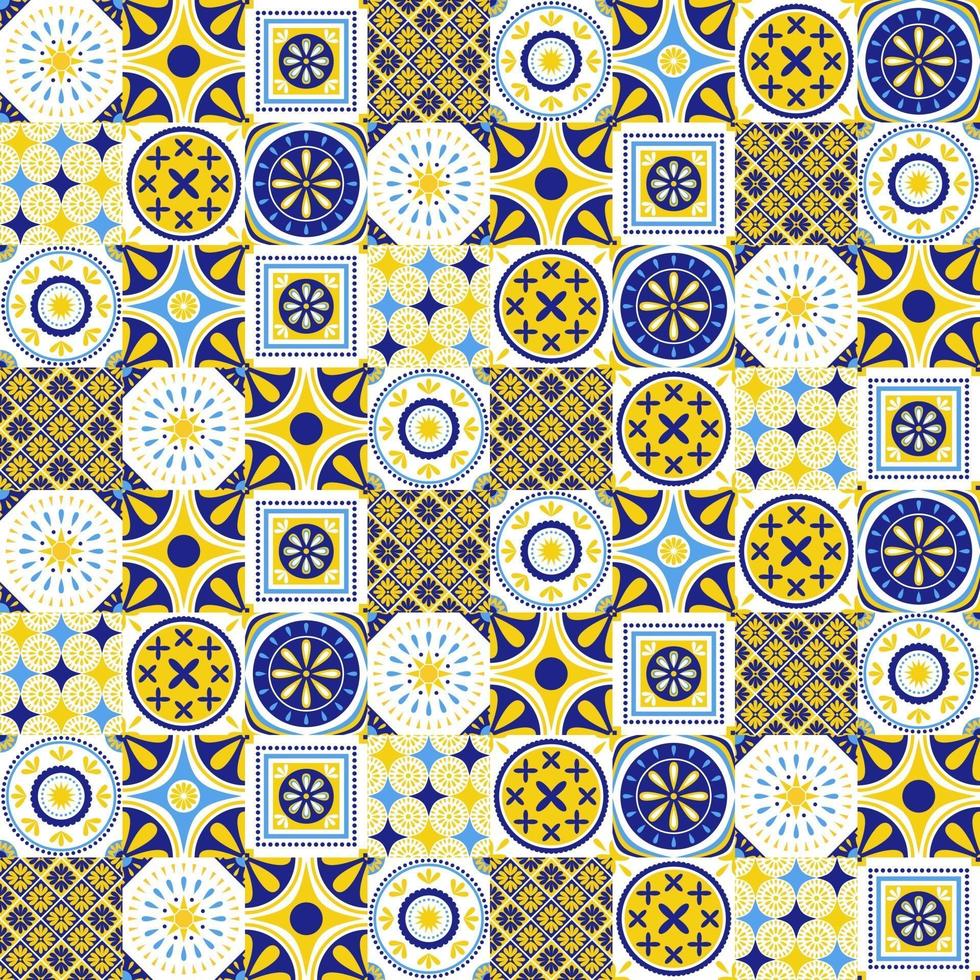 Azulejo seamless pattern with bright colors vector