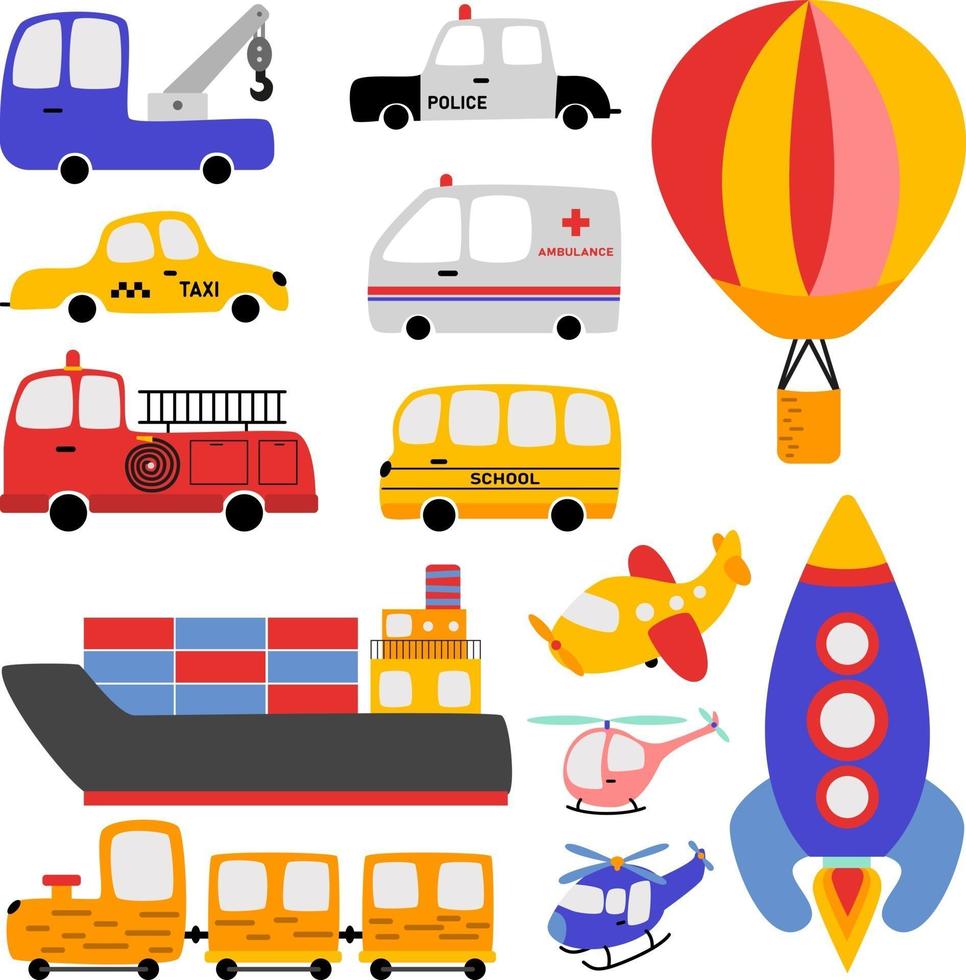 Children's clipart cars and vehicles vector