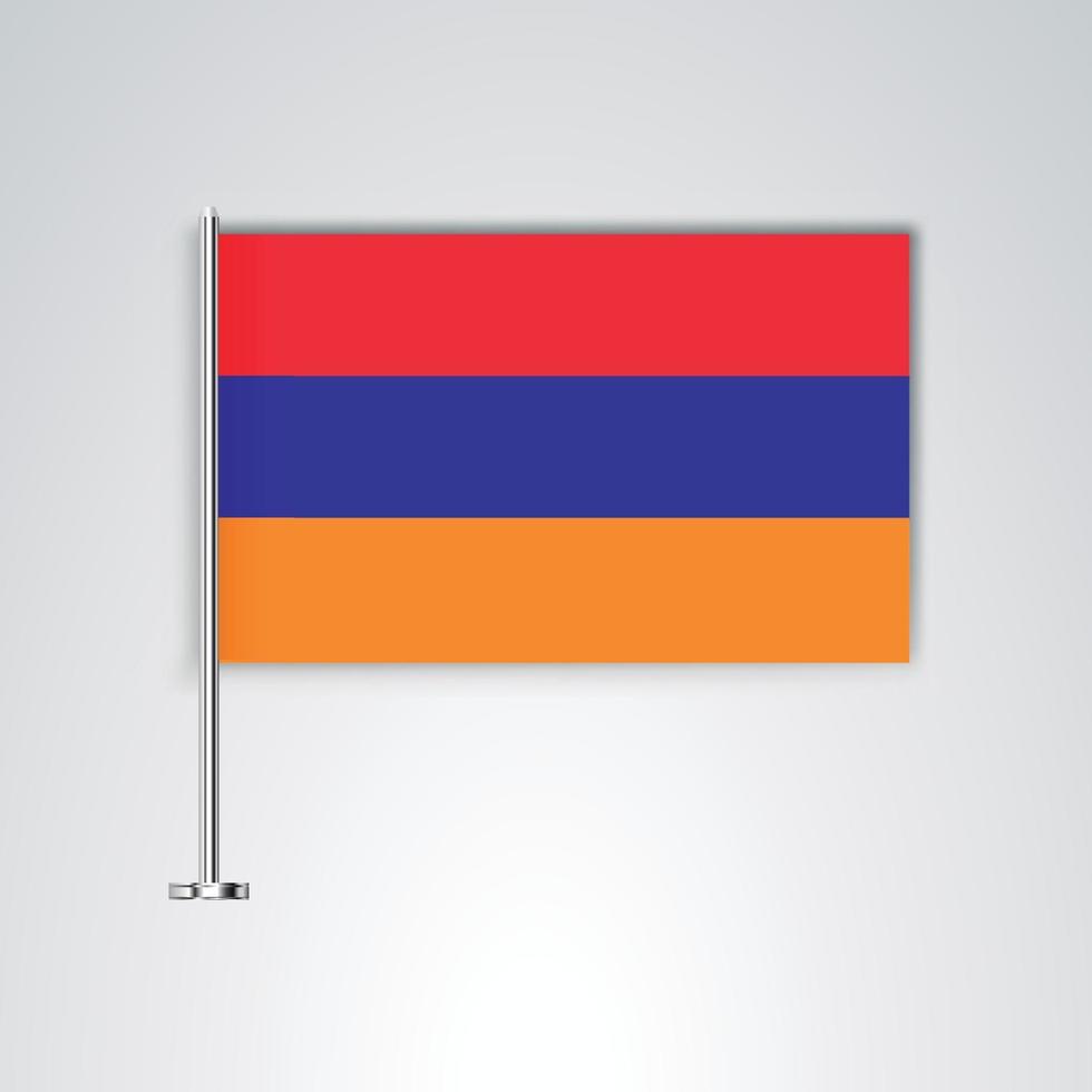 bandera de armenia con palo de metal vector