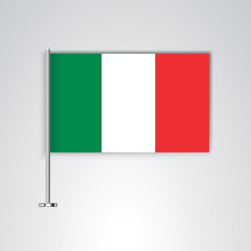 bandera de italia con palo de metal vector