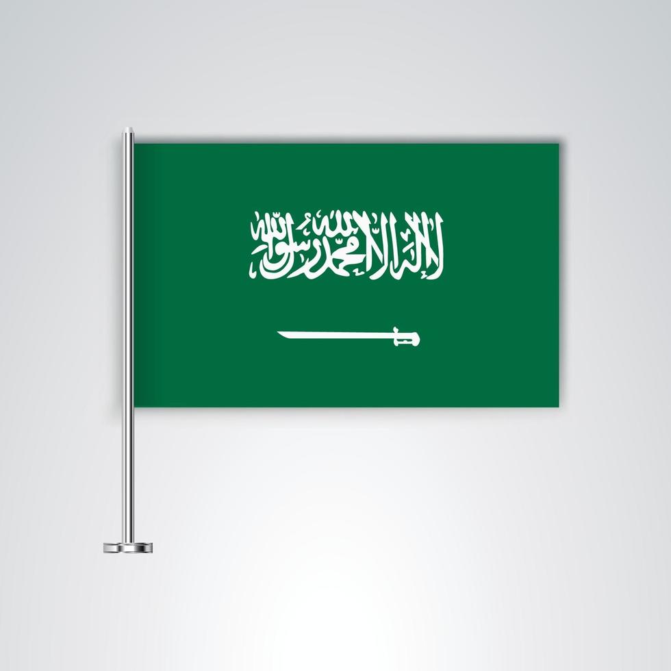 bandera de arabia saudita con varilla de metal vector