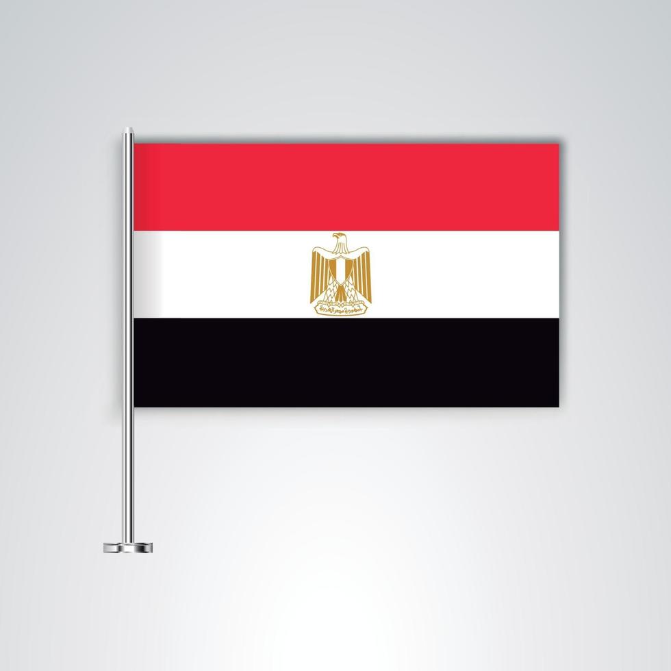 bandera de egipto con palo de metal vector