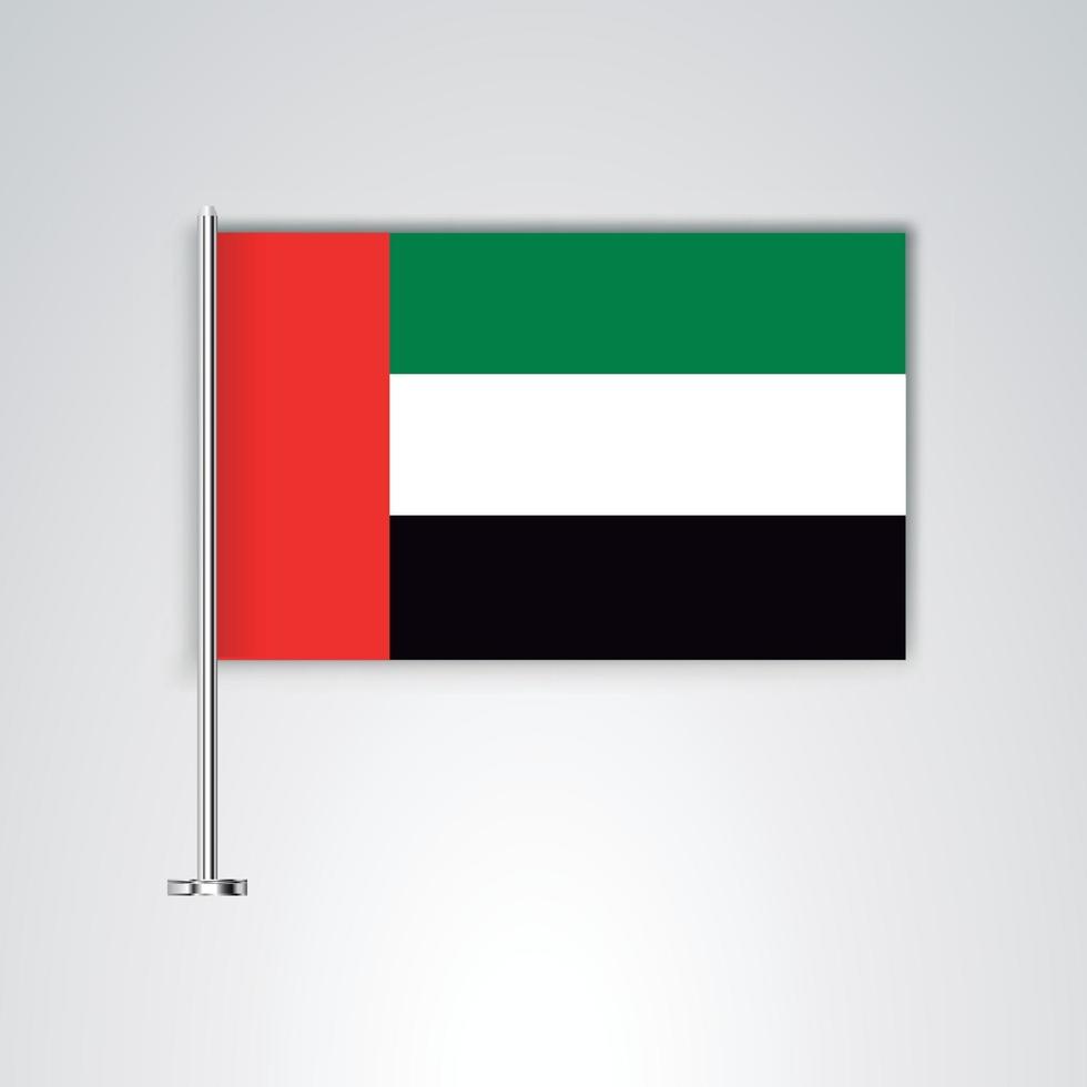 bandera de emiratos árabes con palo de metal vector