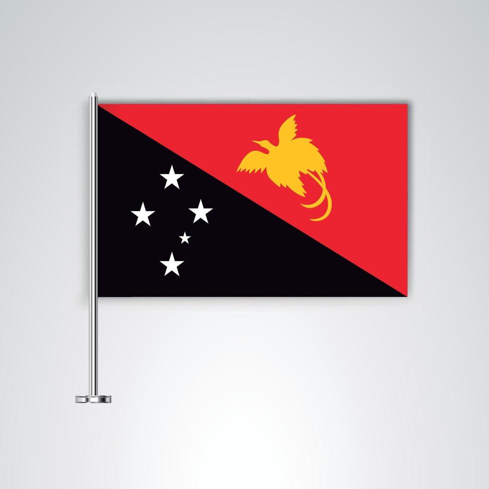 Papua new guinea flag with metal stick vector