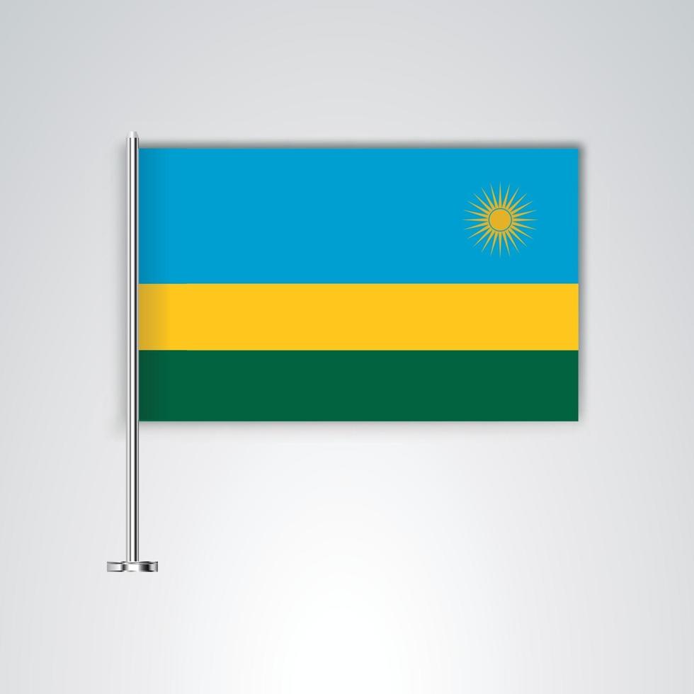 Rwanda flag with metal stick vector