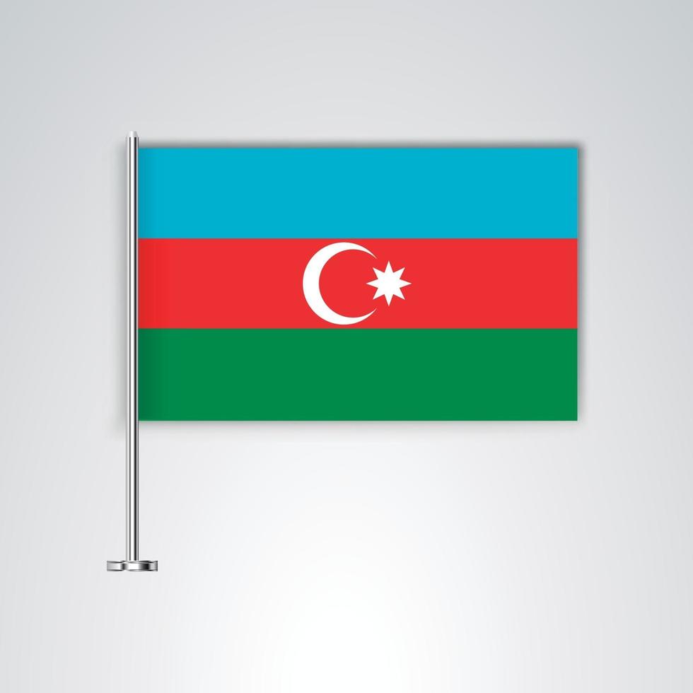 Azerbaijan flag with metal stick vector