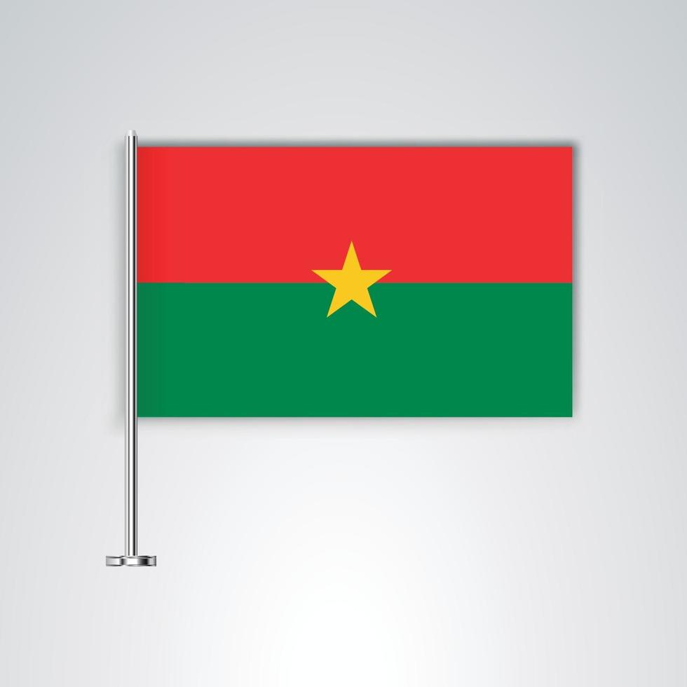 bandera de burkina faso con varilla de metal vector