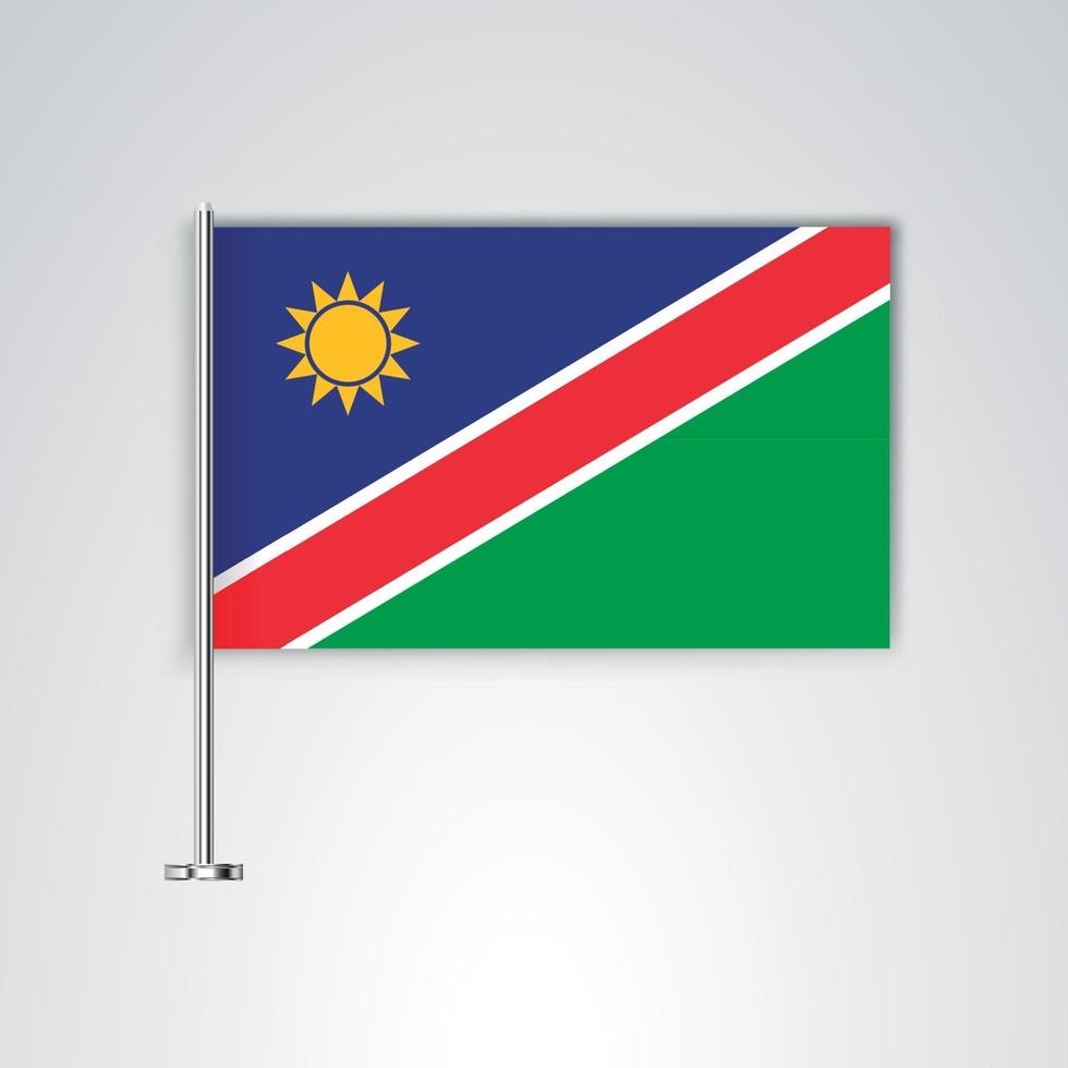 bandera de namibia con palo de metal vector