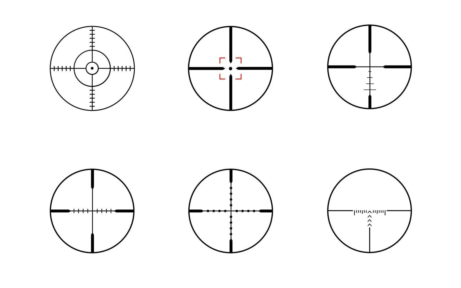 modern sniper rifles crosshair optical sights vector