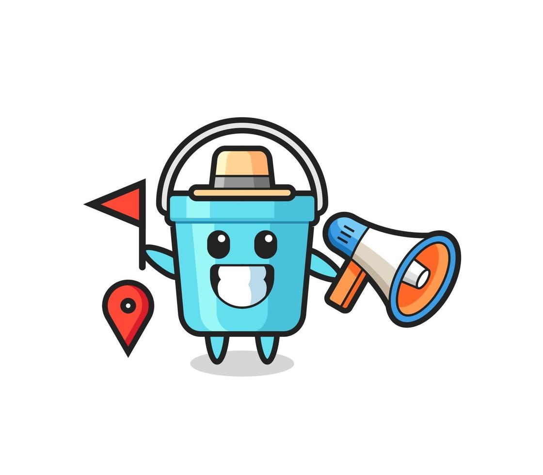 Character cartoon of plastic bucket as a tour guide vector