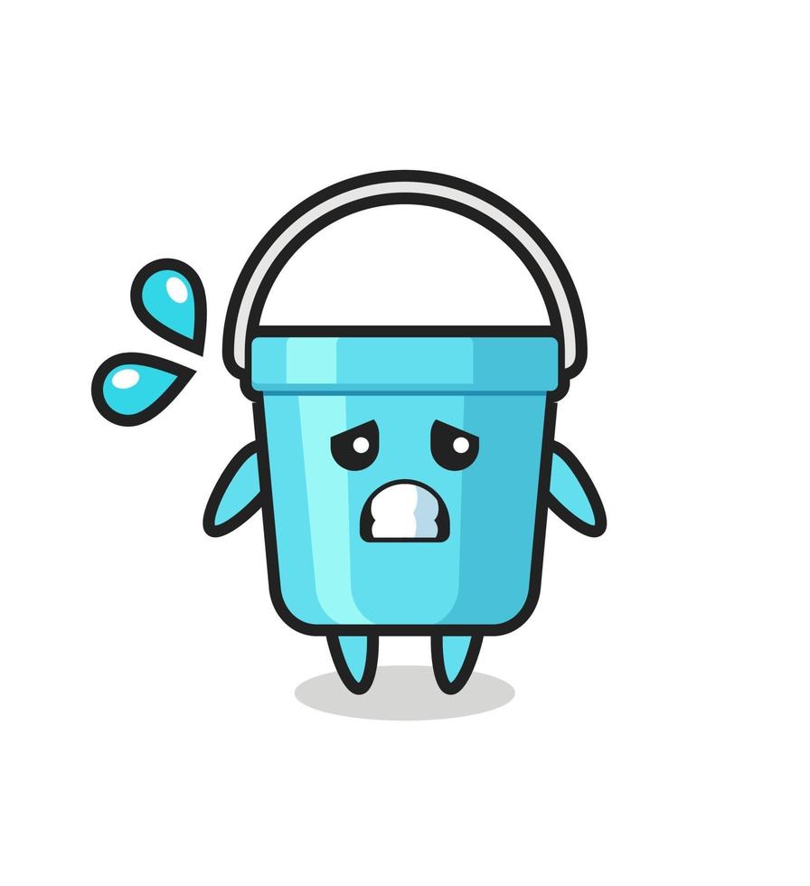 plastic bucket mascot character with afraid gesture vector