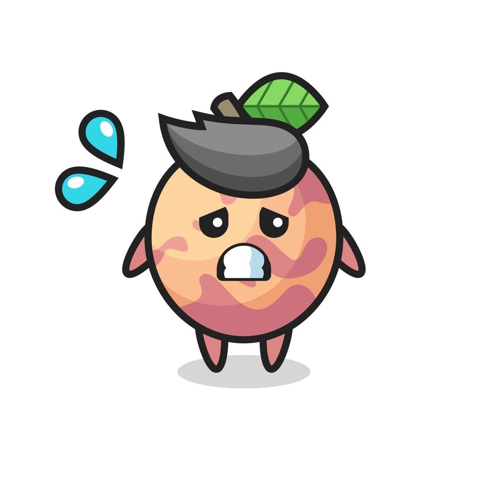 pluot fruit mascot character with afraid gesture vector