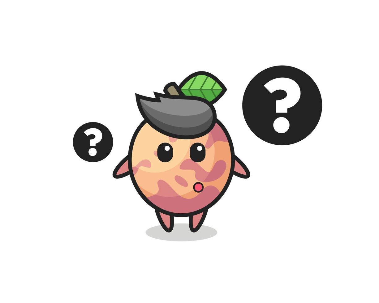 Cartoon Illustration of pluot fruit with the question mark vector