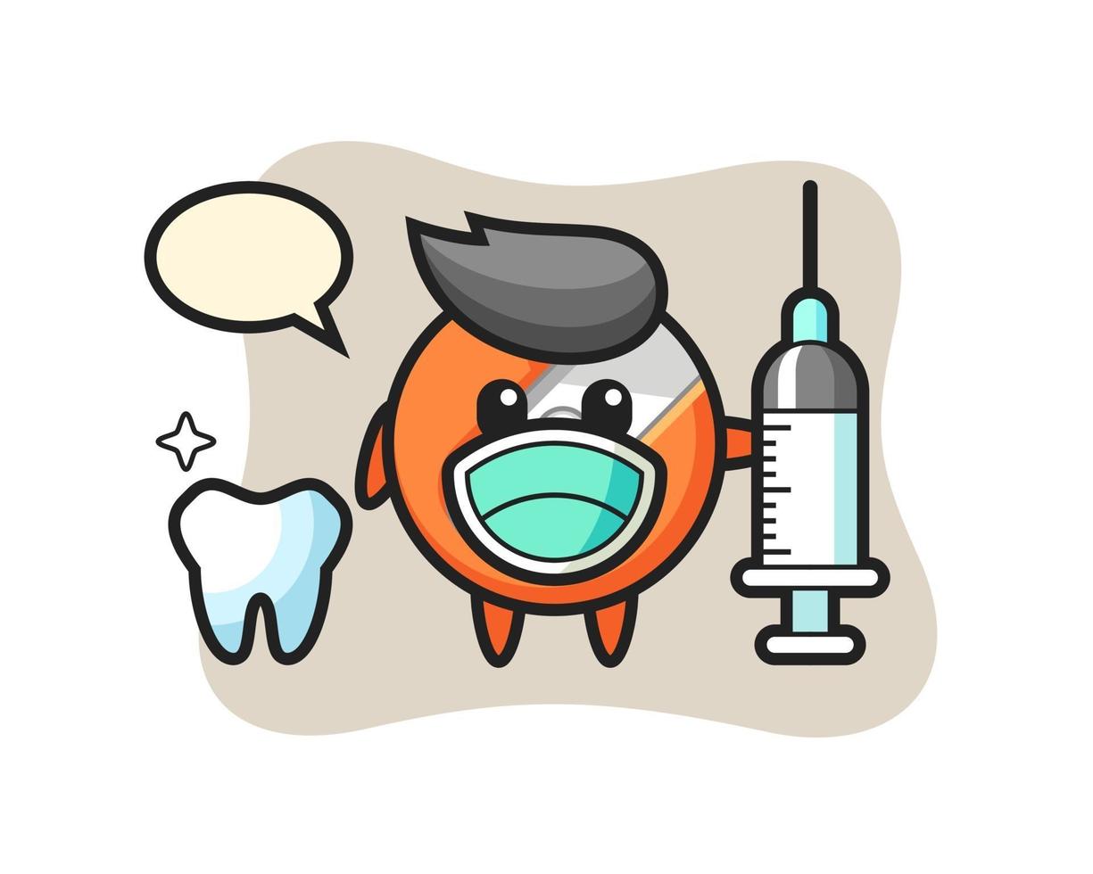 Personaje de mascota de sacapuntas como dentista. vector