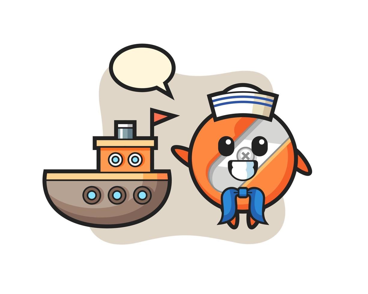 mascota personaje de sacapuntas como un marinero vector