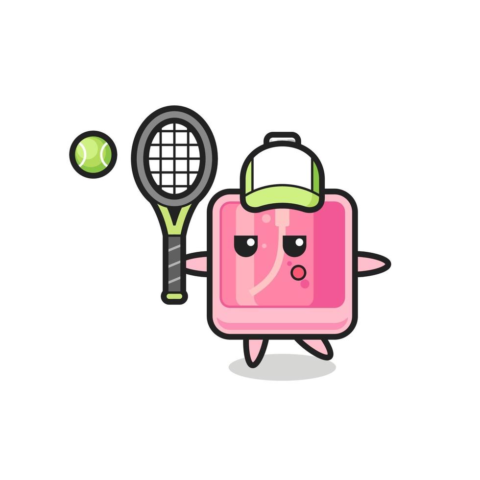 Cartoon character of perfume as a tennis player vector