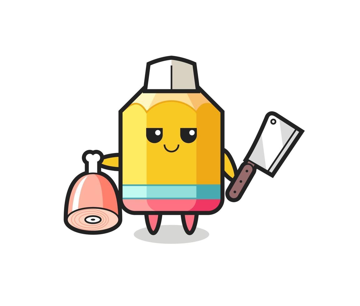 Illustration of pencil character as a butcher vector