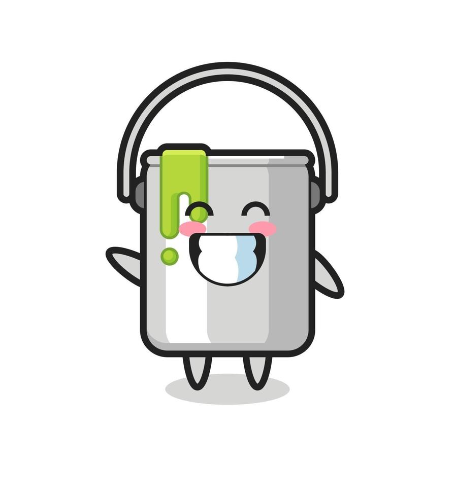 paint tin cartoon character doing wave hand gesture vector