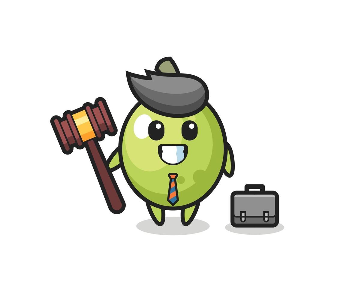 Ilustración de la mascota de oliva como abogado. vector