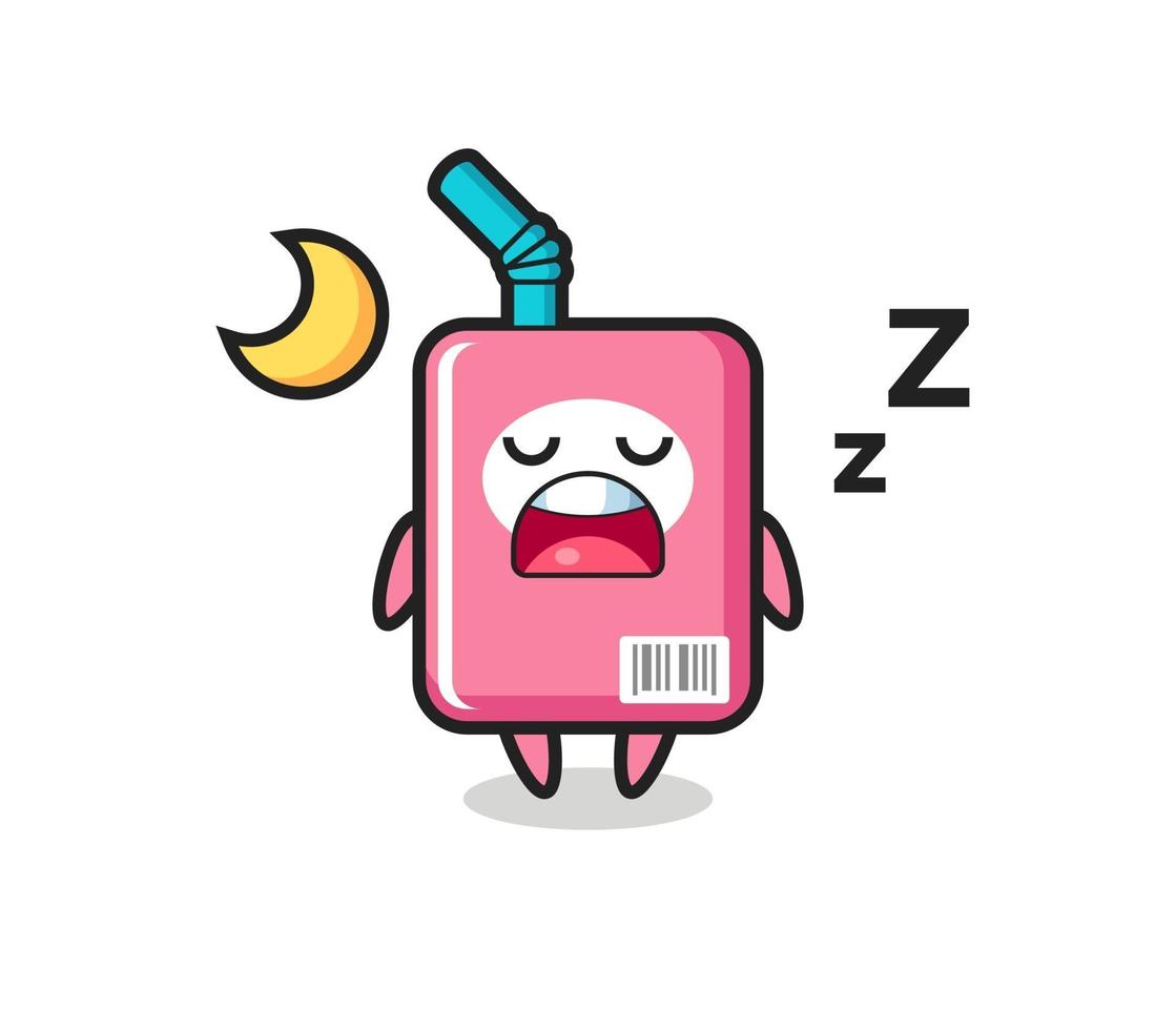 ilustración de personaje de caja de leche durmiendo por la noche vector