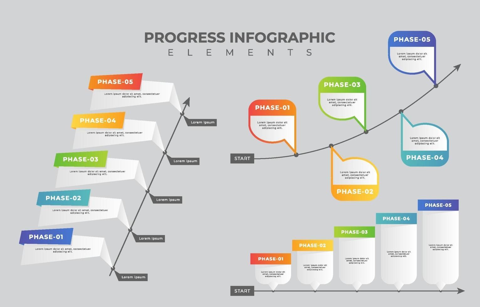 Progress Infographic Colorful Elements vector